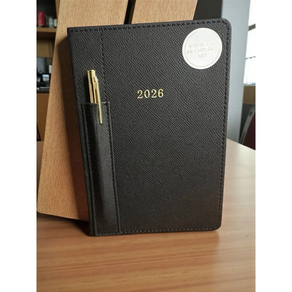 2026 Planner Black Monthly, Weekly , Notes Plan With Pen Set